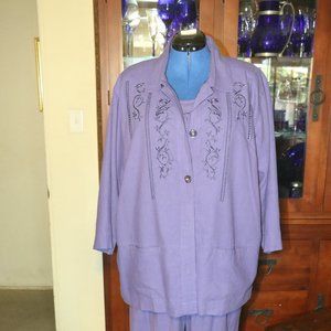 Cervelle 100% Washable Silk 3 Piece Women's Suit- 1X Purple